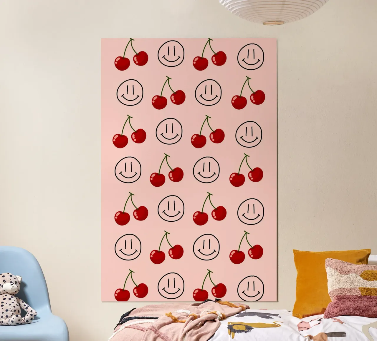 Cherry Smiley Pop Art Muster - Süßer & fröhlicher Druck Poster von homdeco