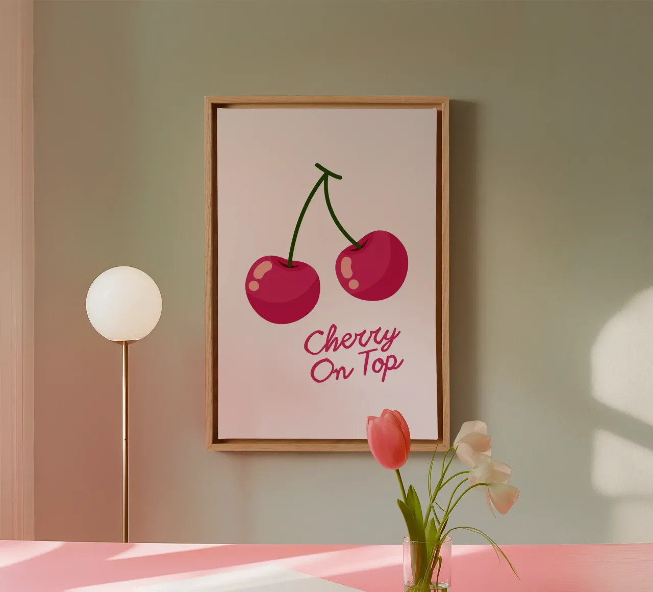 "Kers op de top" Sweet Pop Art Print canvas met Baklijst van homdeco