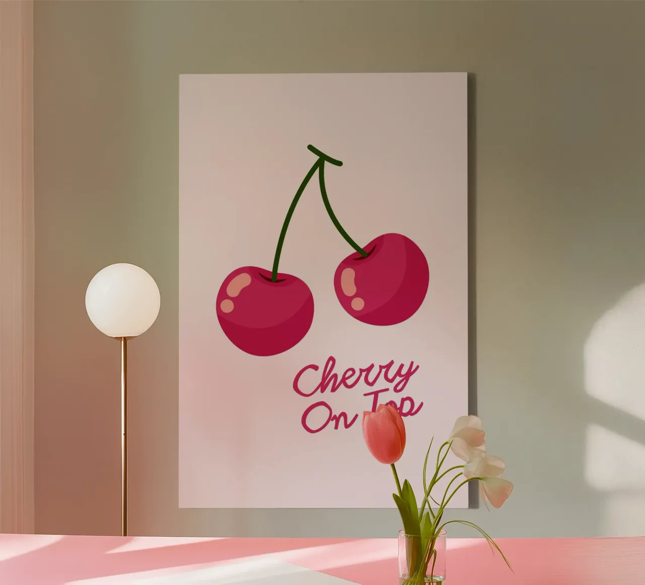 "Kers op de top" Sweet Pop Art Print canvas met Baklijst van homdeco