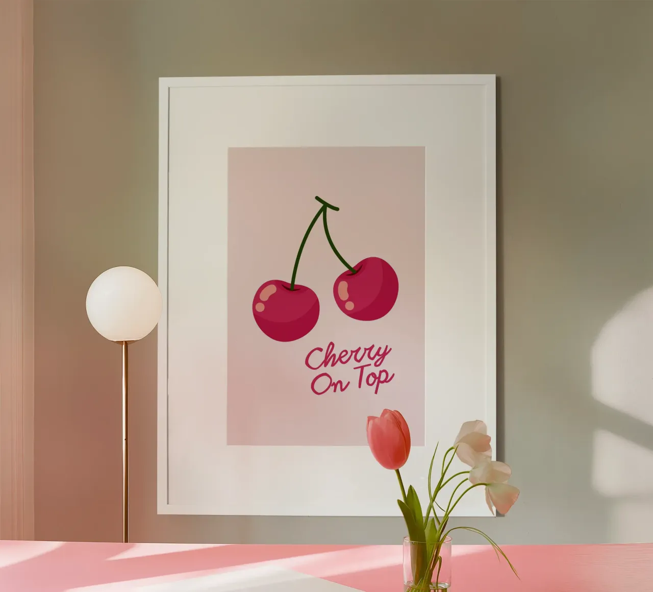 "Ciliegia in cima", dolce stampa pop art poster con telaio in alluminio da homdeco