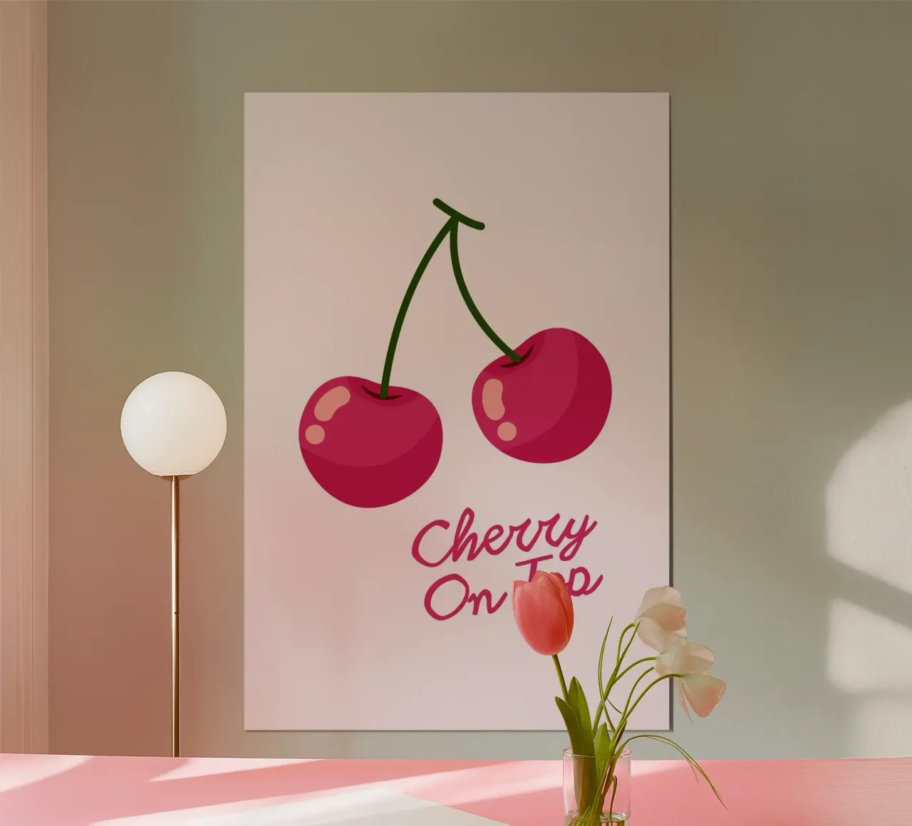 "Ciliegia in cima", dolce stampa pop art poster con telaio in alluminio da homdeco