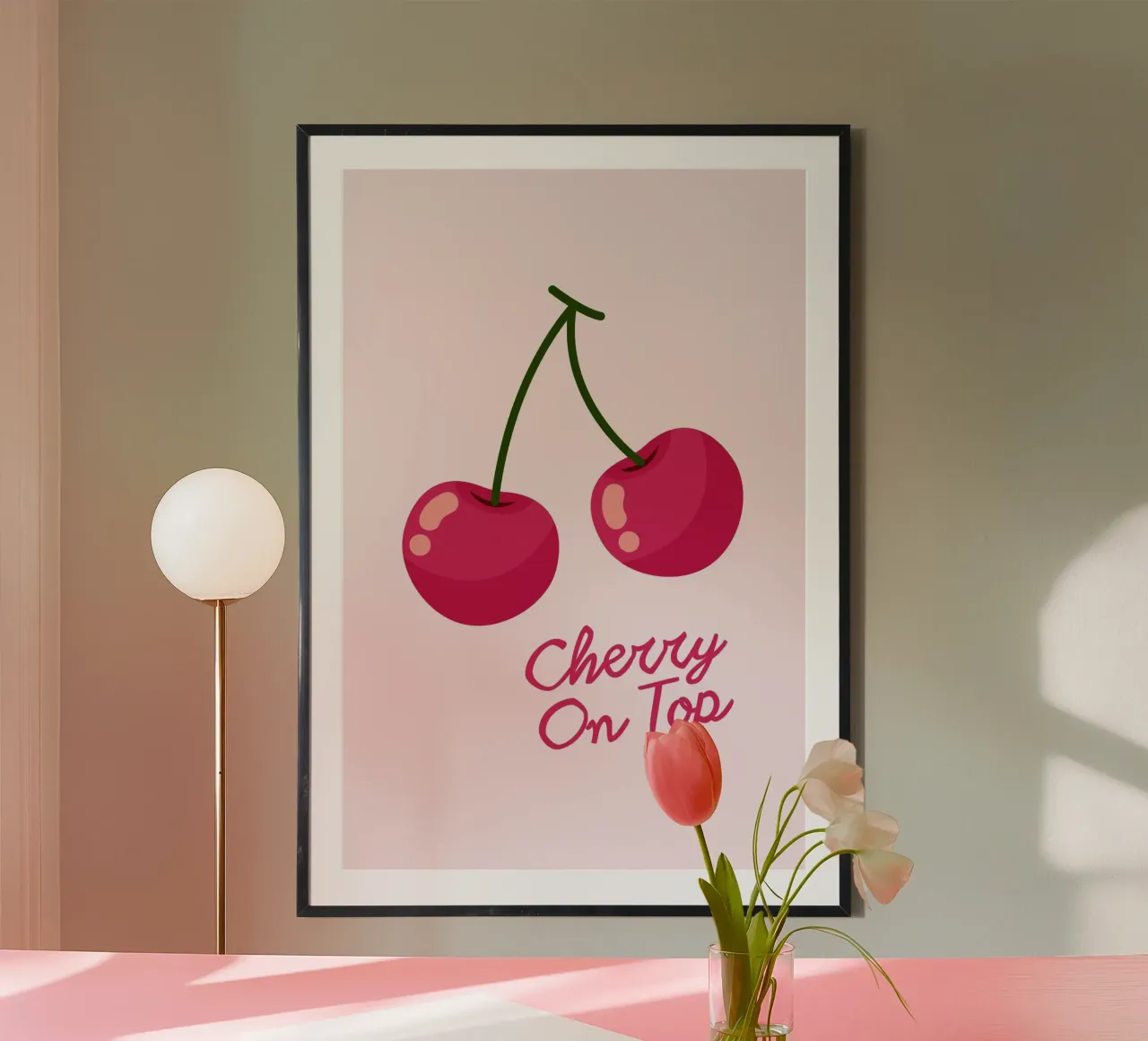 "Ciliegia in cima", dolce stampa pop art poster con telaio in alluminio da homdeco