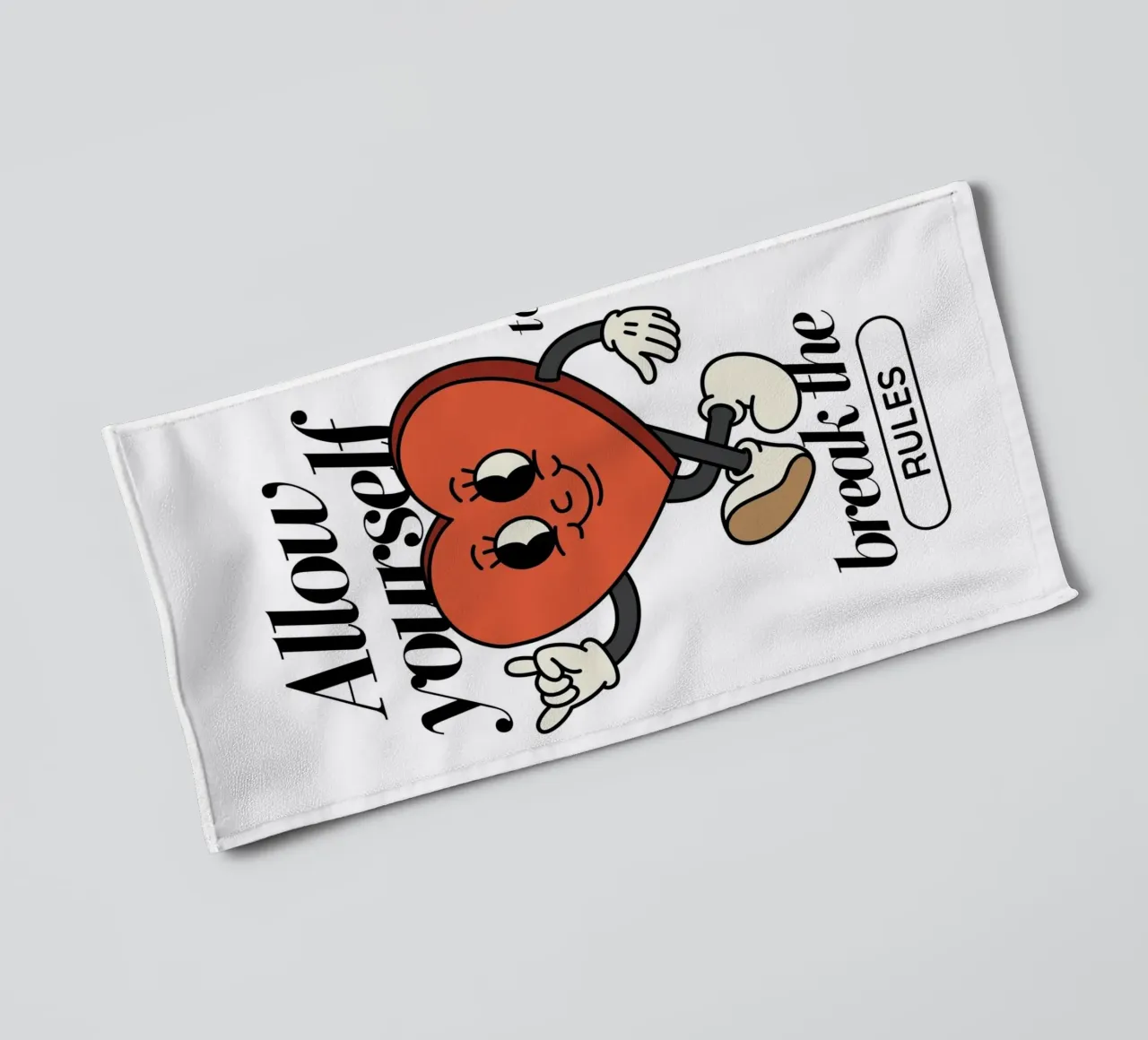 "Break the Rules" Retro Heart - Motivational Art Print towel by homdeco