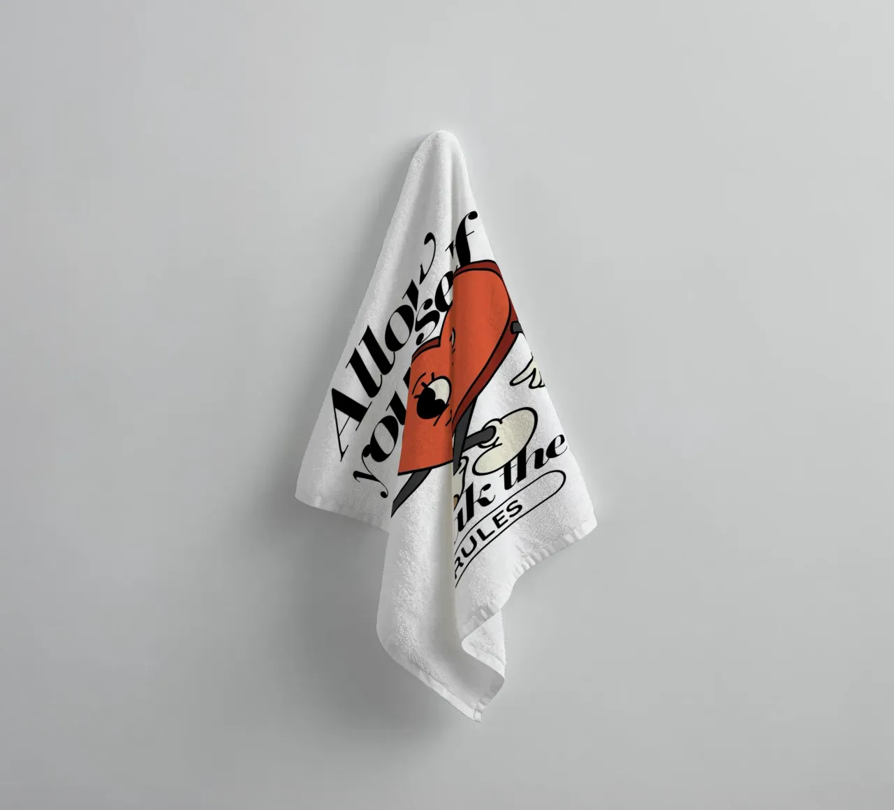 "Break the Rules" Retro Heart - Motivational Art Print towel by homdeco