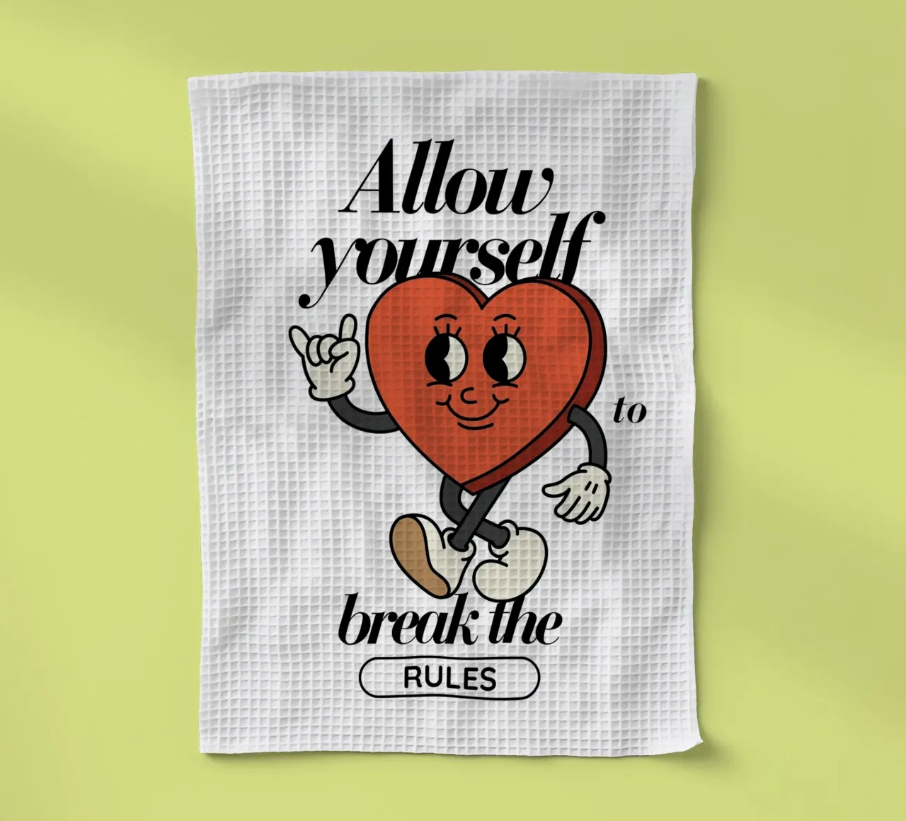 "Break the Rules" Retro Heart - Motivational Art Print torchon de homdeco