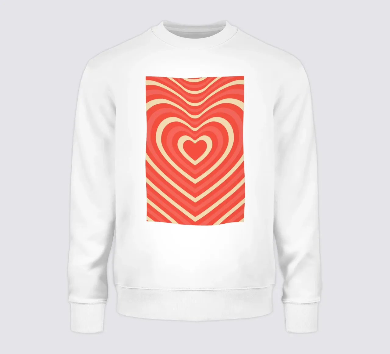 Retro Heart Wave astratto - Stampa amore rosa e rosso felpa da homdeco