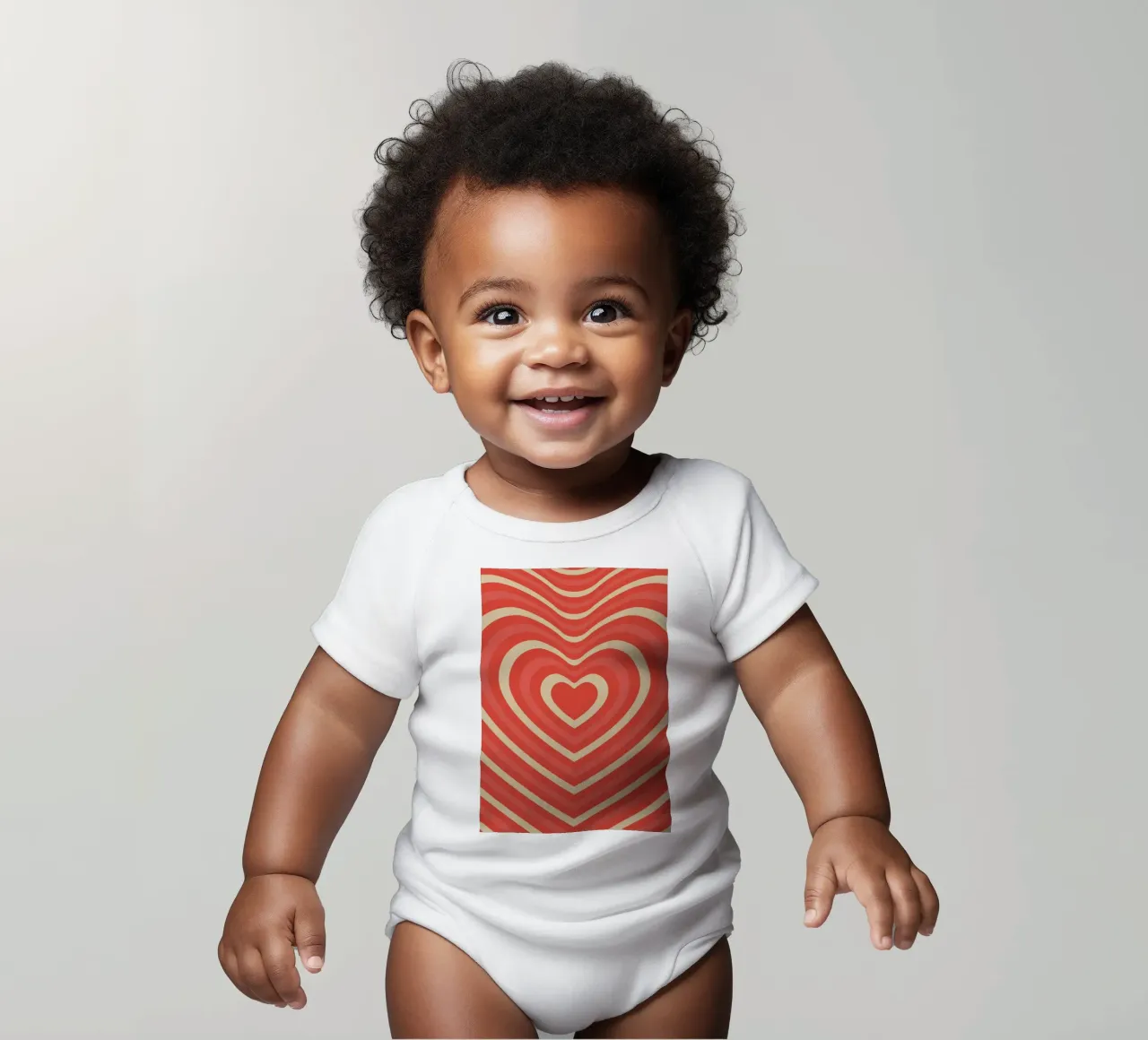 Retro Heart Wave astratto - Stampa amore rosa e rosso body neonato maniche corte da homdeco