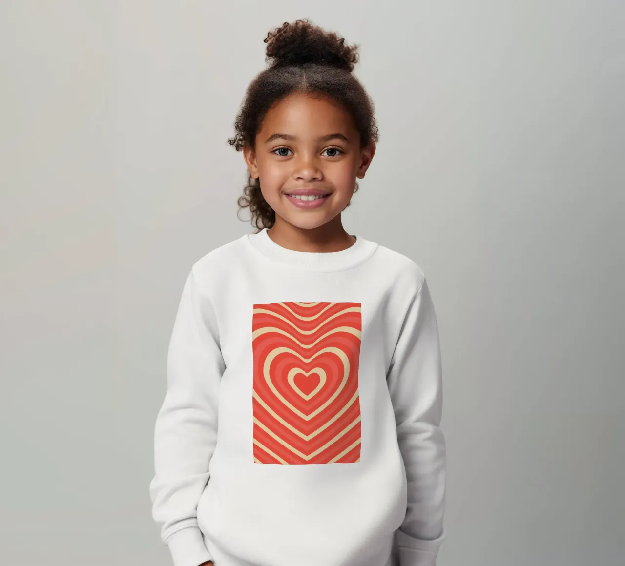 Retro Heart Wave astratto - Stampa amore rosa e rosso felpa bambino da homdeco