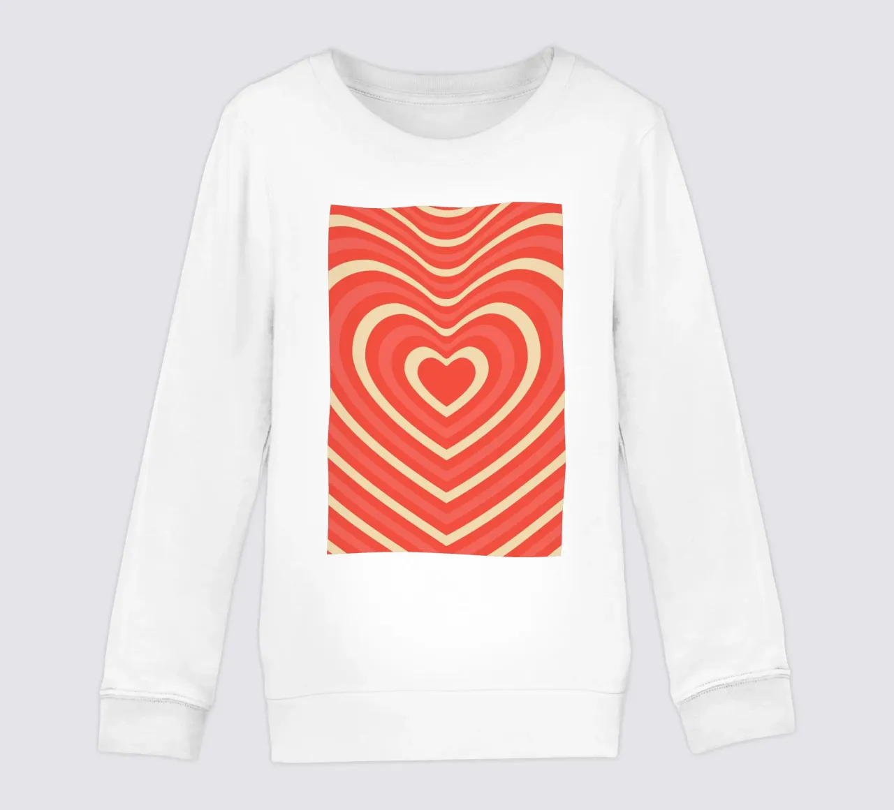 Retro Heart Wave astratto - Stampa amore rosa e rosso felpa bambino da homdeco