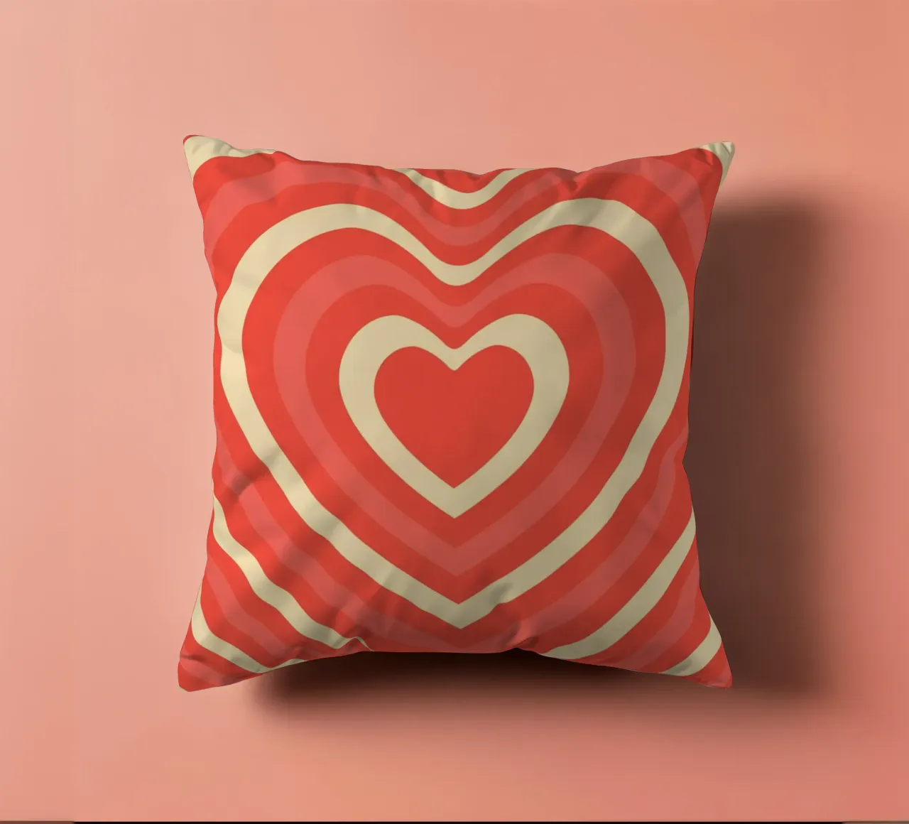 Retro Heart Wave astratto - Stampa amore rosa e rosso cuscino da homdeco