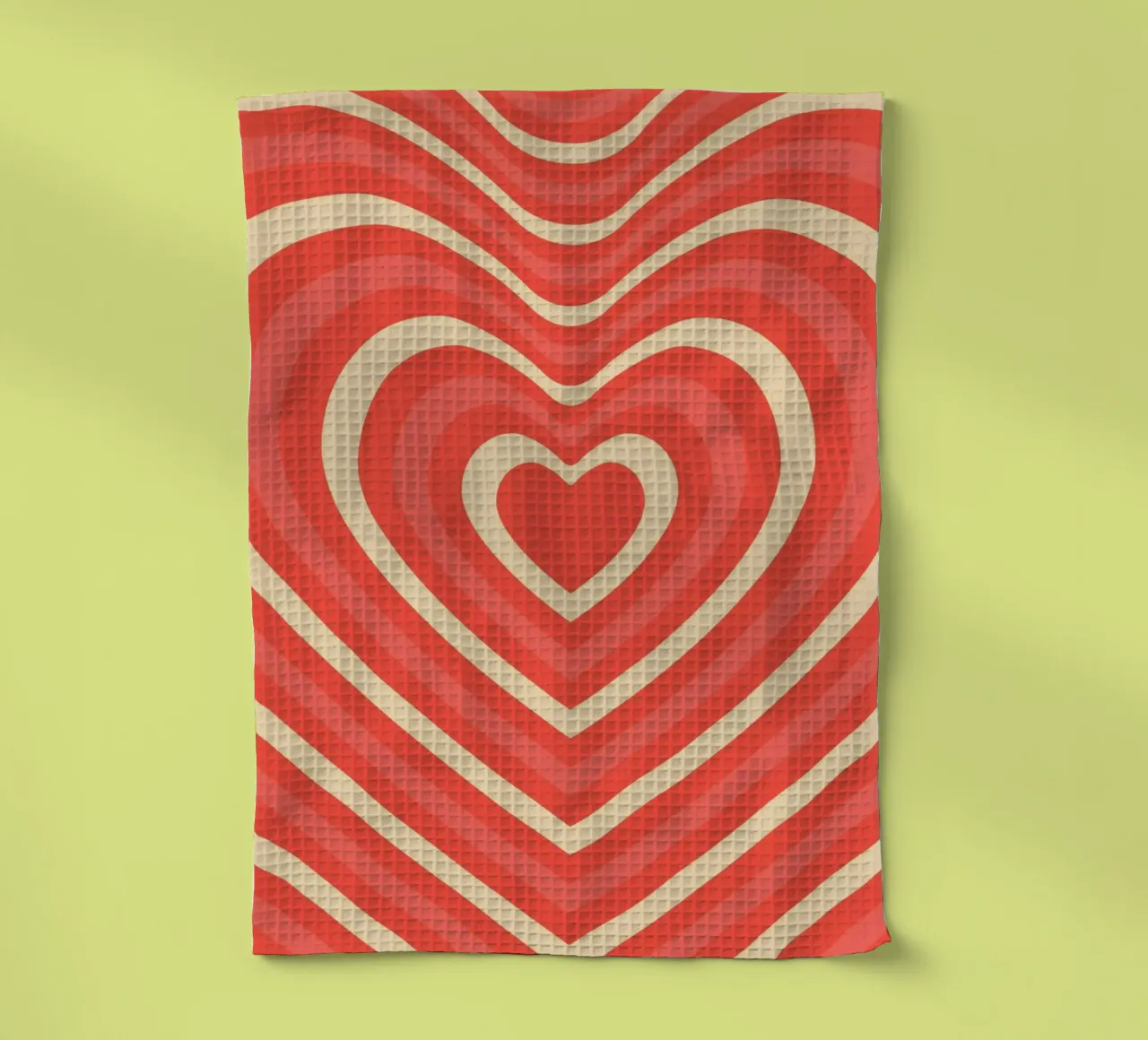 Rétro Heart Wave Abstract - Pink & Red Love Print torchon de homdeco
