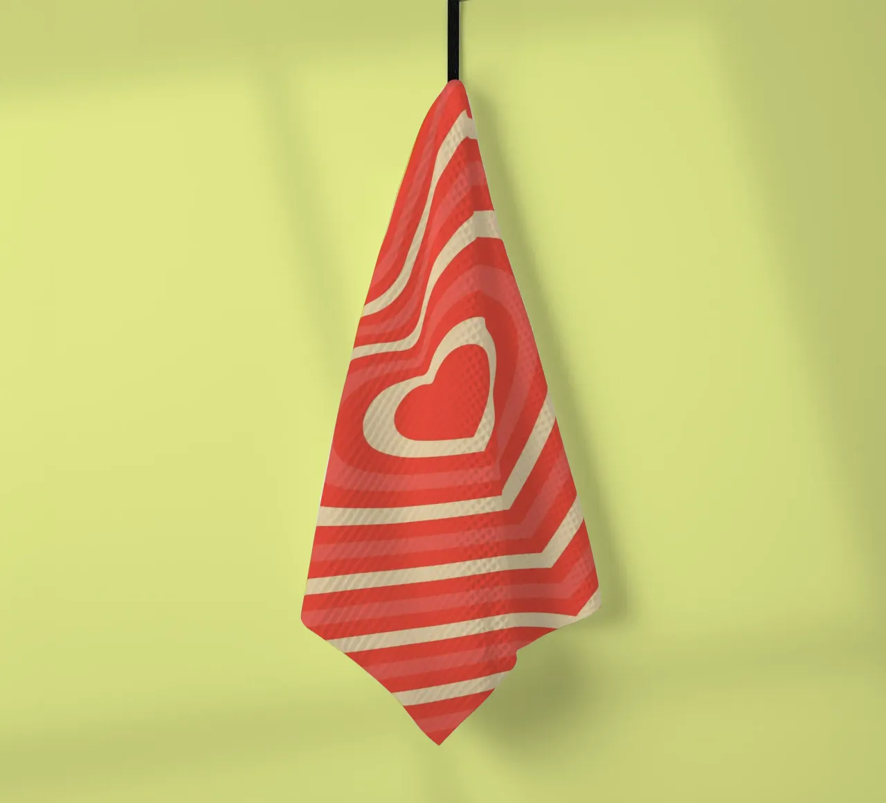 Rétro Heart Wave Abstract - Pink & Red Love Print torchon de homdeco