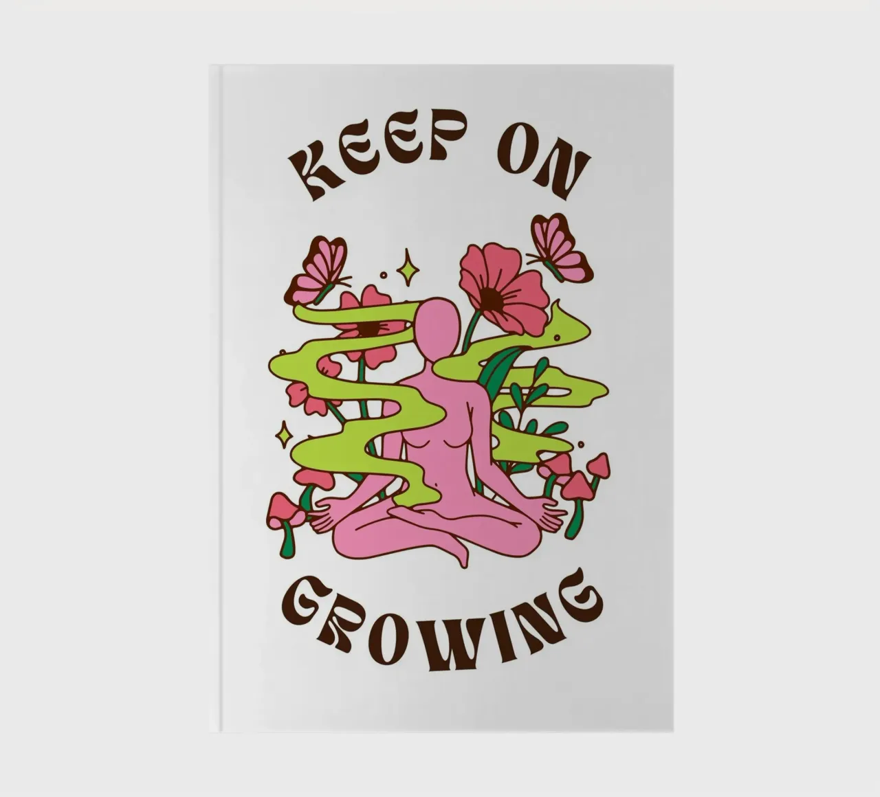 "Keep On Growing" Psychedelic Lotus Print - Boho Art notebook by homdeco