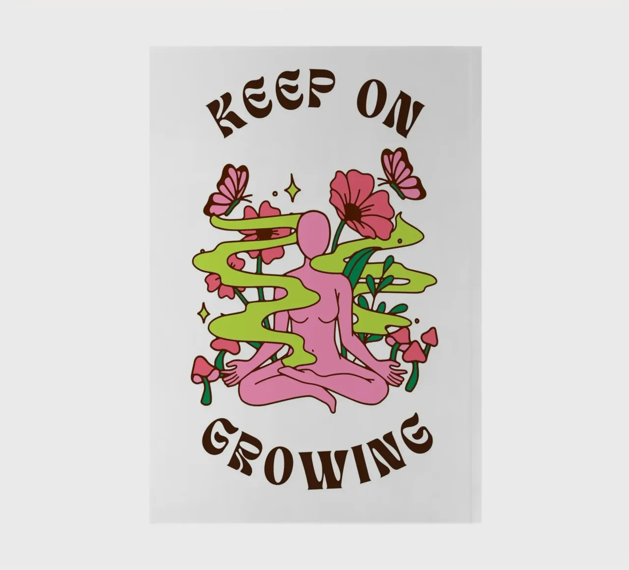 "Keep On Growing" Psychedelic Lotus Print - Boho Art notebook by homdeco