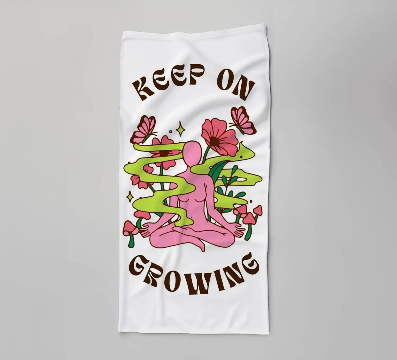 "Keep On Growing" Psychedelic Lotus Print - Boho Art towel by homdeco