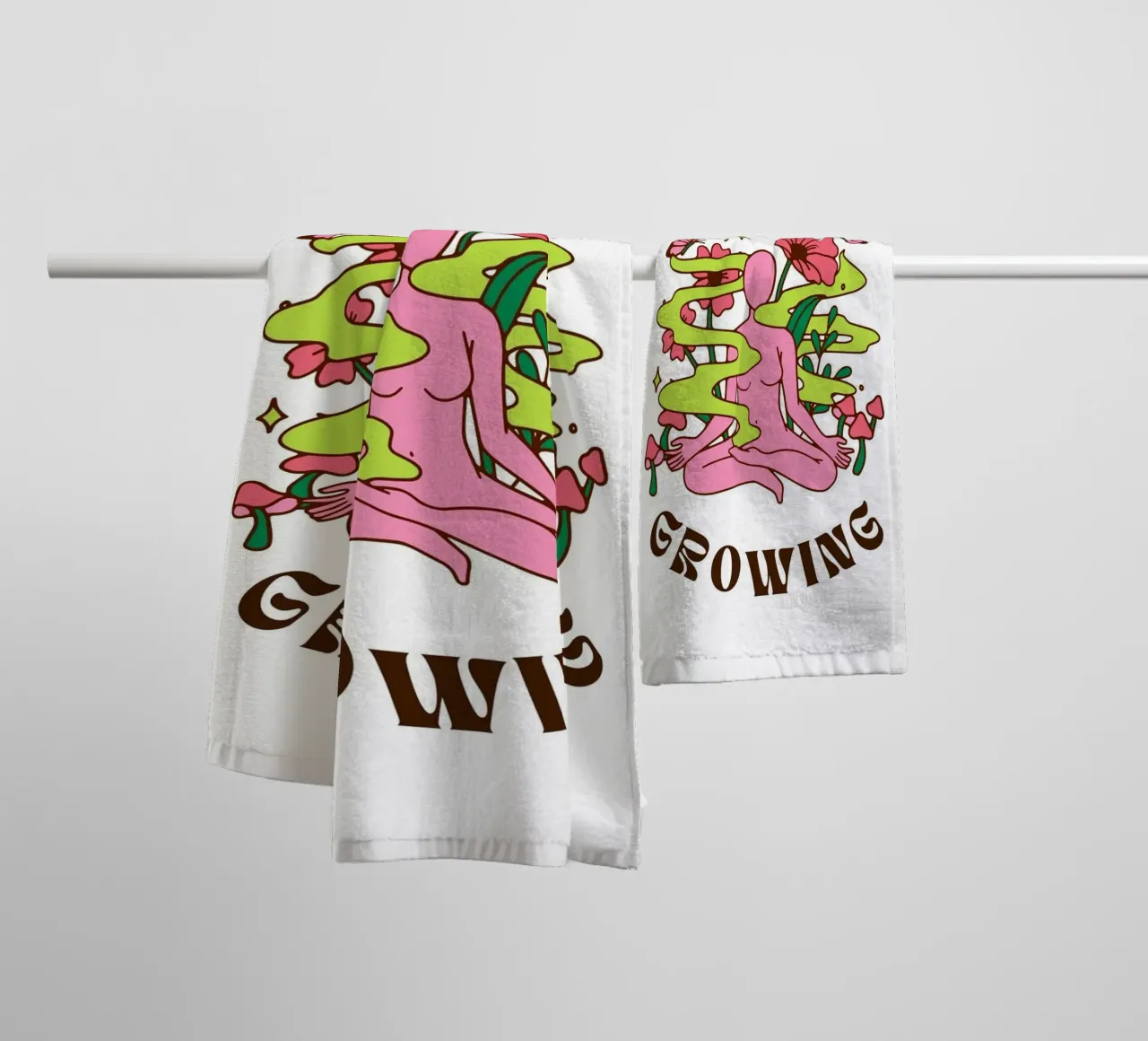 "Keep On Growing" Psychedelic Lotus Print - Boho Art towel by homdeco