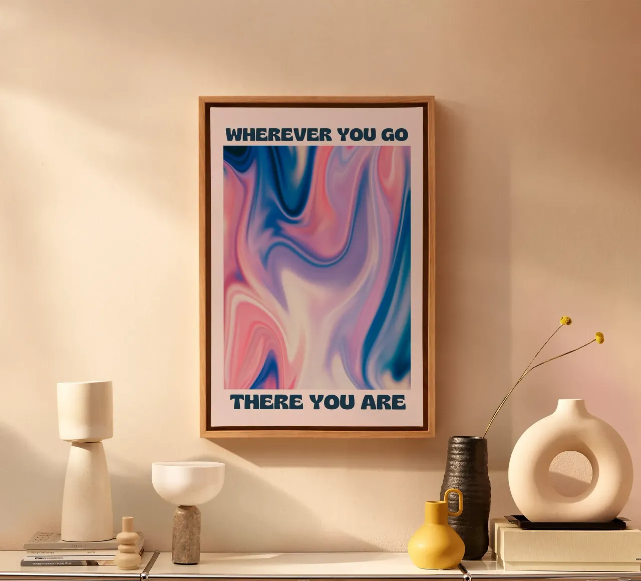 "Wherever You Go" Swirl Abstract - Zen Liquid Art Print canvas with Floater frame by homdeco