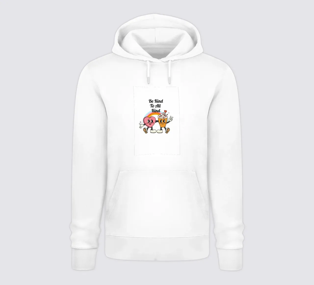 "Be Kind To All Kind" - Impresión dúo de dibujos animados retro sudadera con capucha de homdeco