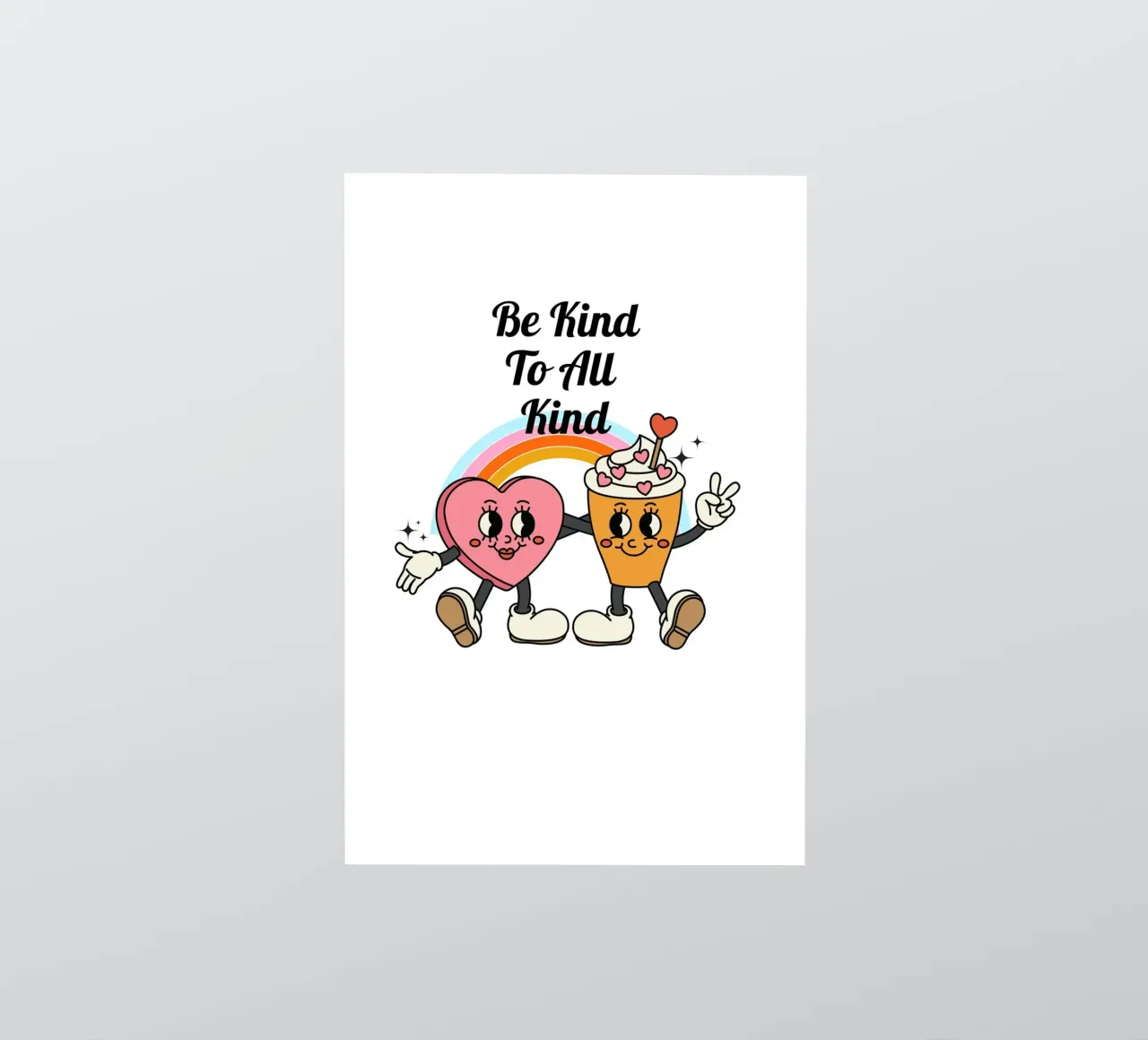 "Be Kind To All Kind" - Impresión dúo de dibujos animados retro pegatina de homdeco