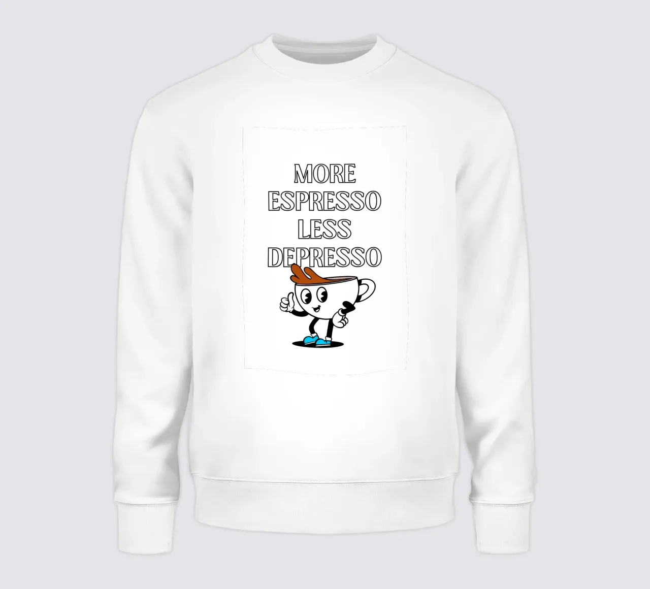 More Espresso Less Depresso - Funny Coffee Art Print felpa da homdeco