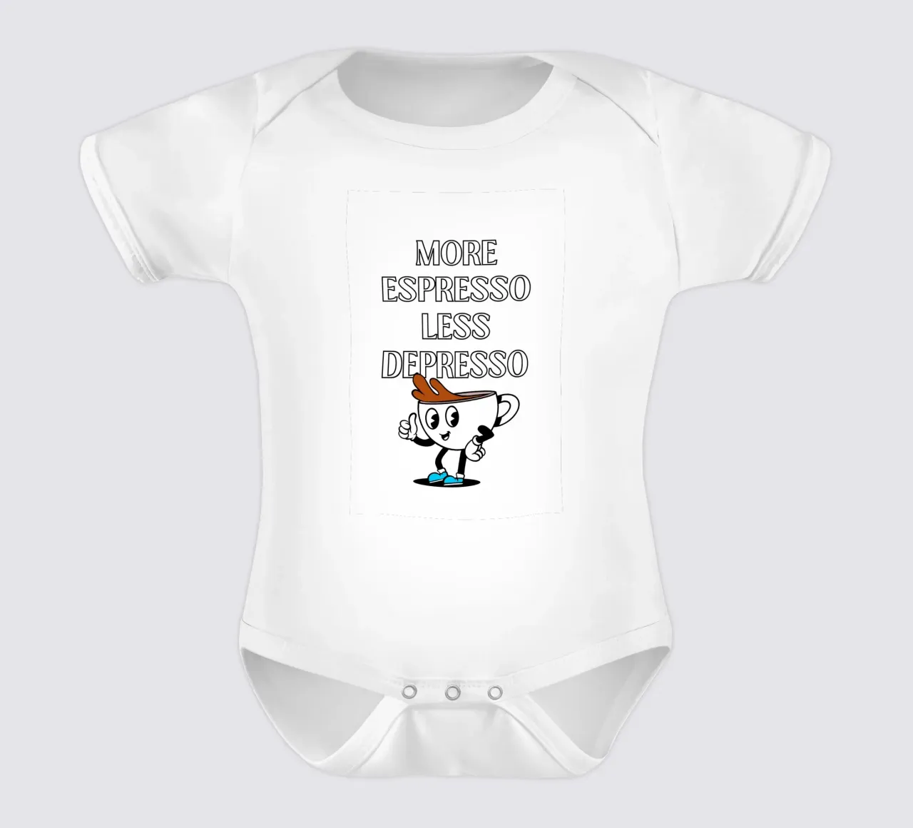 More Espresso Less Depresso - Funny Coffee Art Print body neonato maniche corte da homdeco