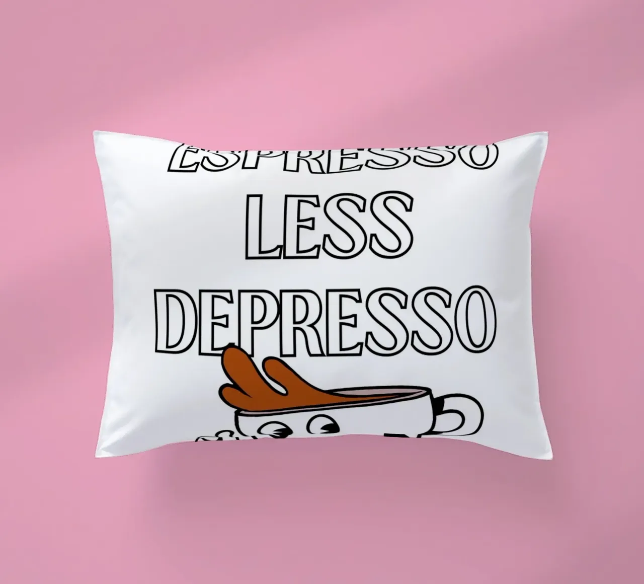 More Espresso Less Depresso - Funny Coffee Art Print cuscino da homdeco