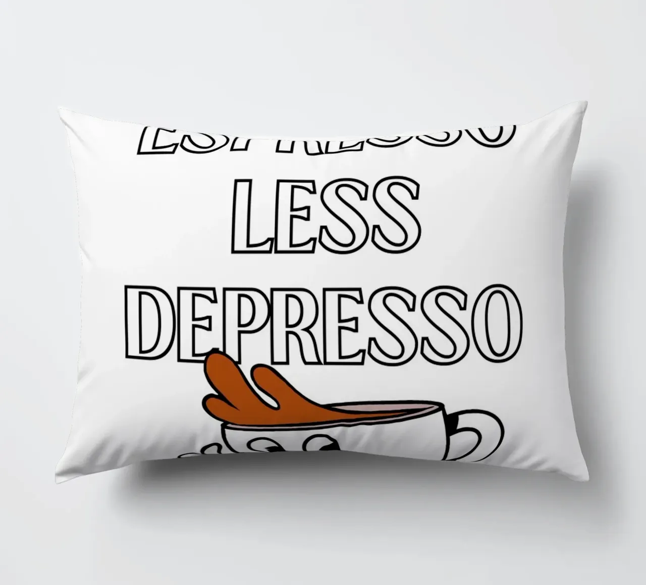 More Espresso Less Depresso - Funny Coffee Art Print cuscino da homdeco