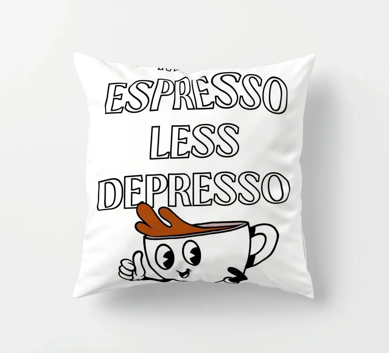 More Espresso Less Depresso - Funny Coffee Art Print cuscino da homdeco