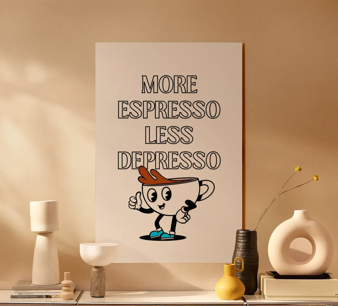 More Espresso Less Depresso - Funny Coffee Art Print plexiglass da homdeco