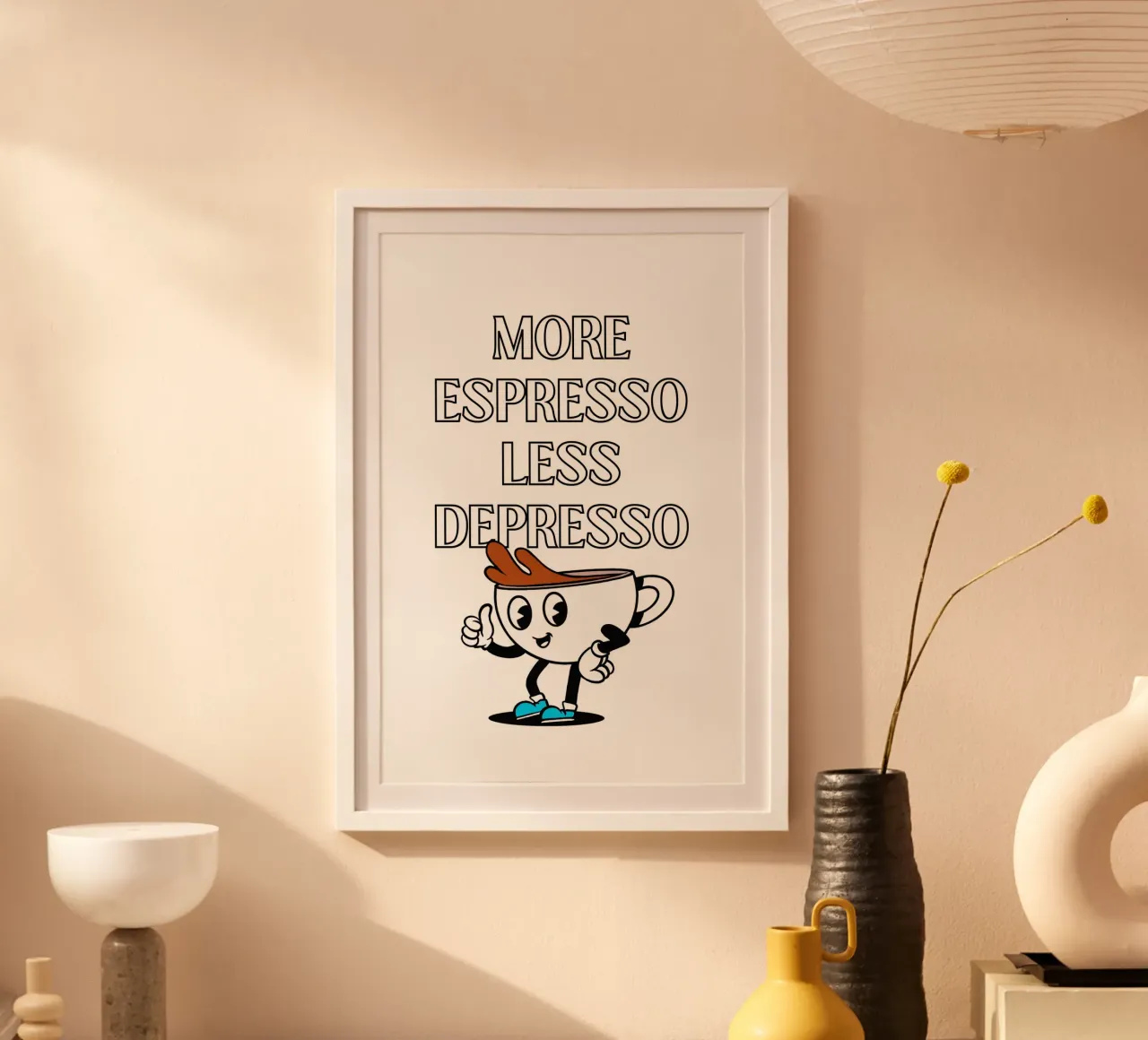 More Espresso Less Depresso - Funny Coffee Art Print carta hahnemühle da homdeco