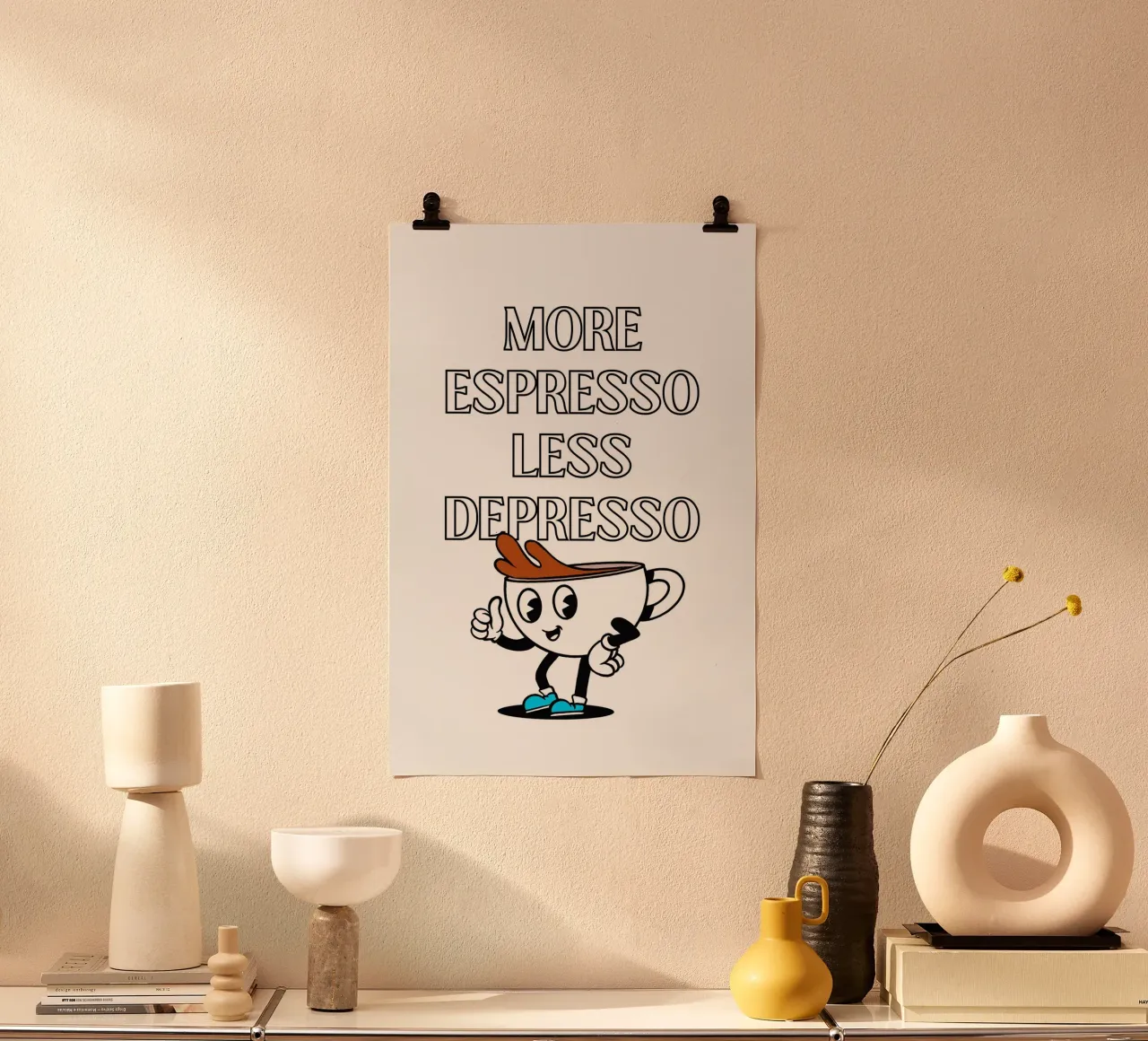 More Espresso Less Depresso - Funny Coffee Art Print carta hahnemühle da homdeco
