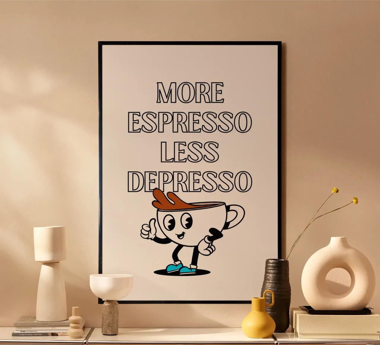More Espresso Less Depresso - Funny Coffee Art Print carta hahnemühle da homdeco
