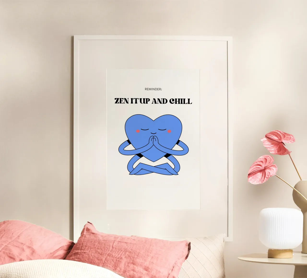 "Zen It Up And Chill" - Stampa Meditazione con cuore blu poster da homdeco