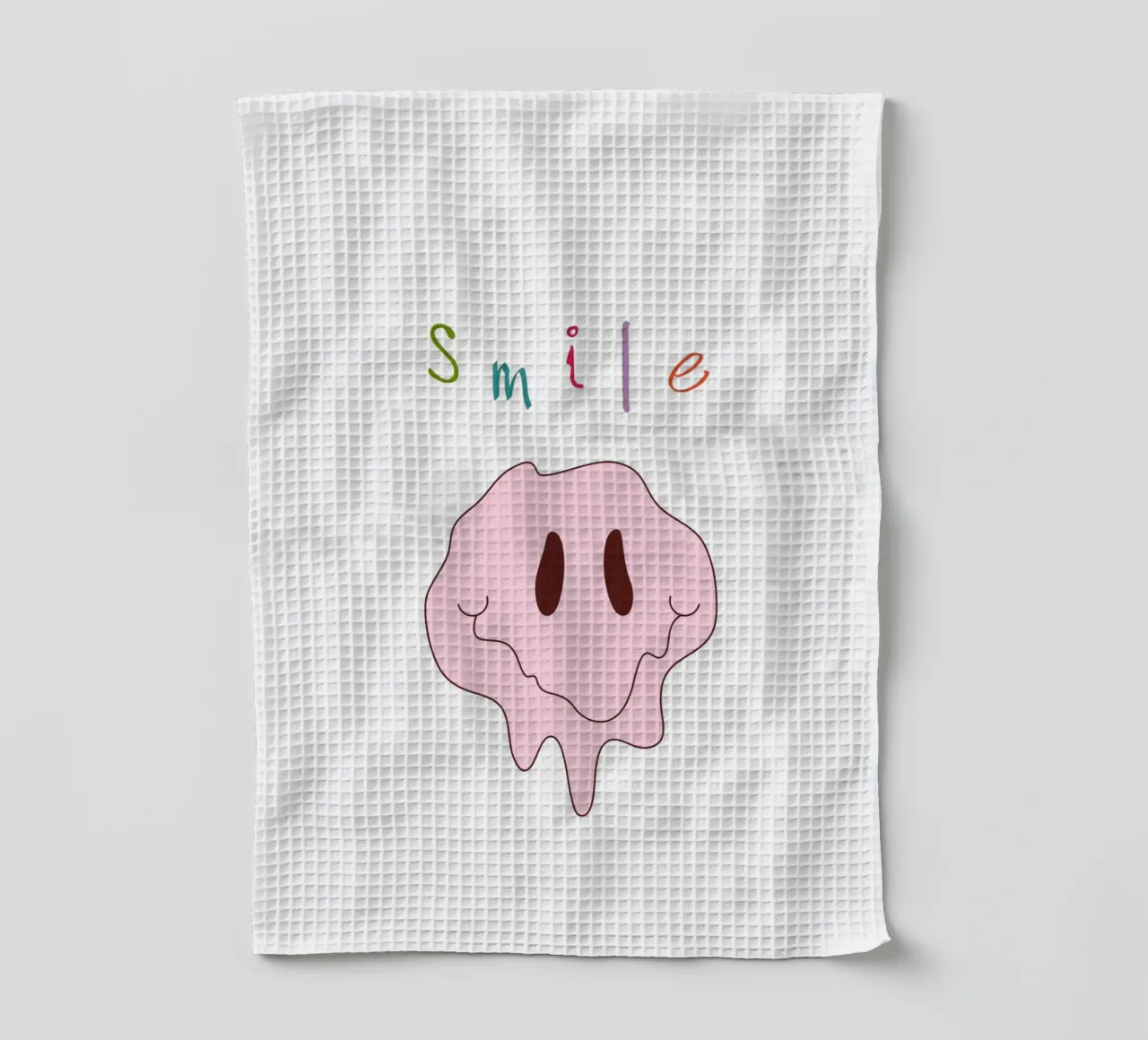 Melted Smiley "Smile" - Pastel Psychedelic Art Print tea towel by homdeco