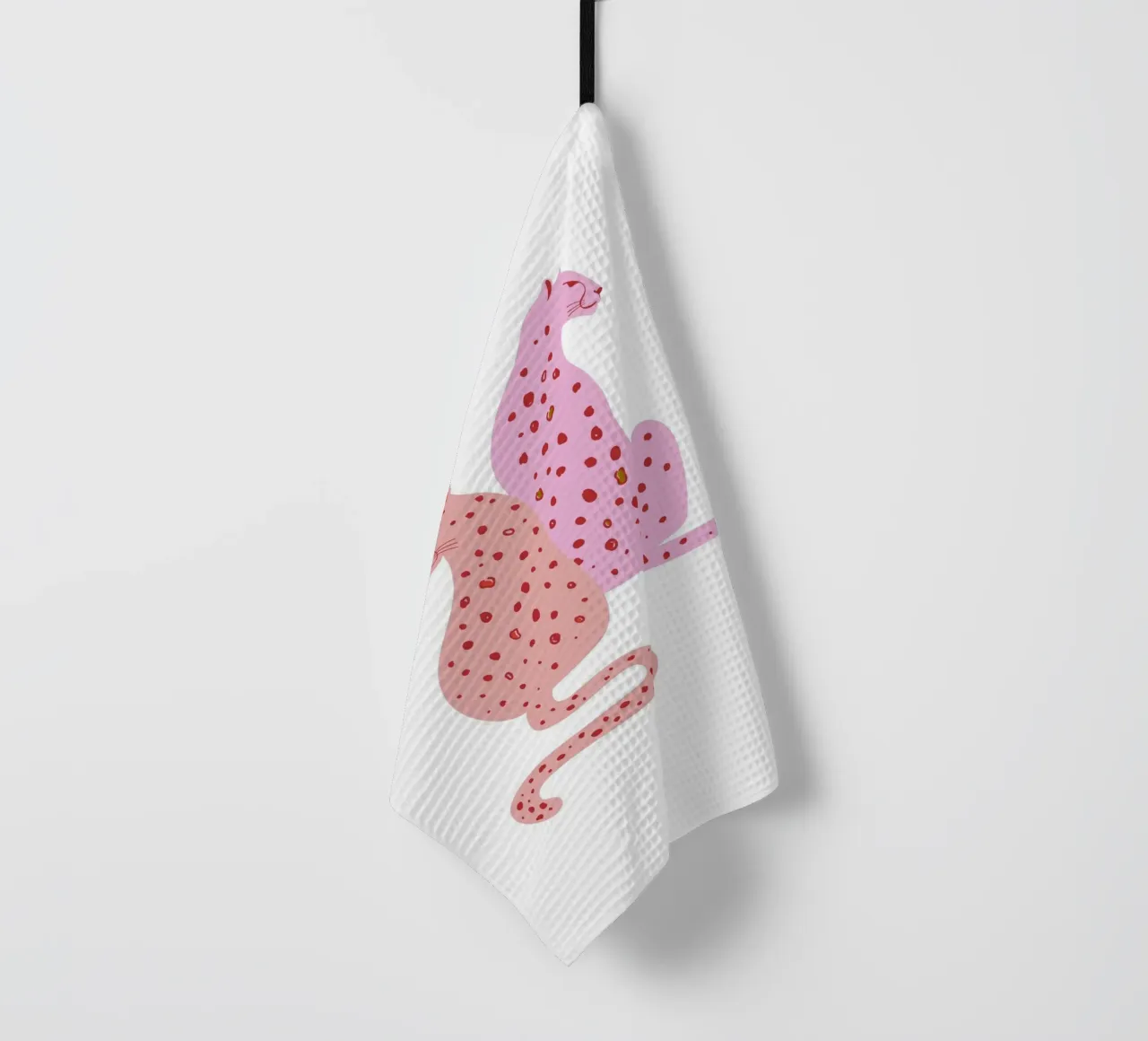 Pink Leopard Duo - Abstract Pop Art Print tea towel by homdeco