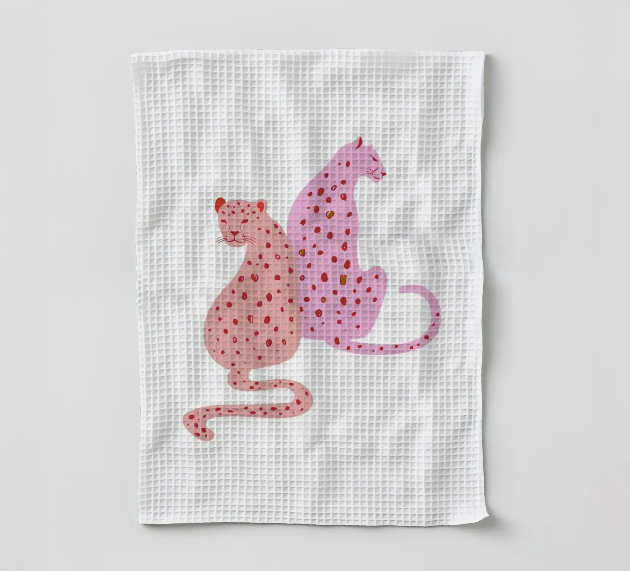 Pink Leopard Duo - Abstract Pop Art Print tea towel by homdeco
