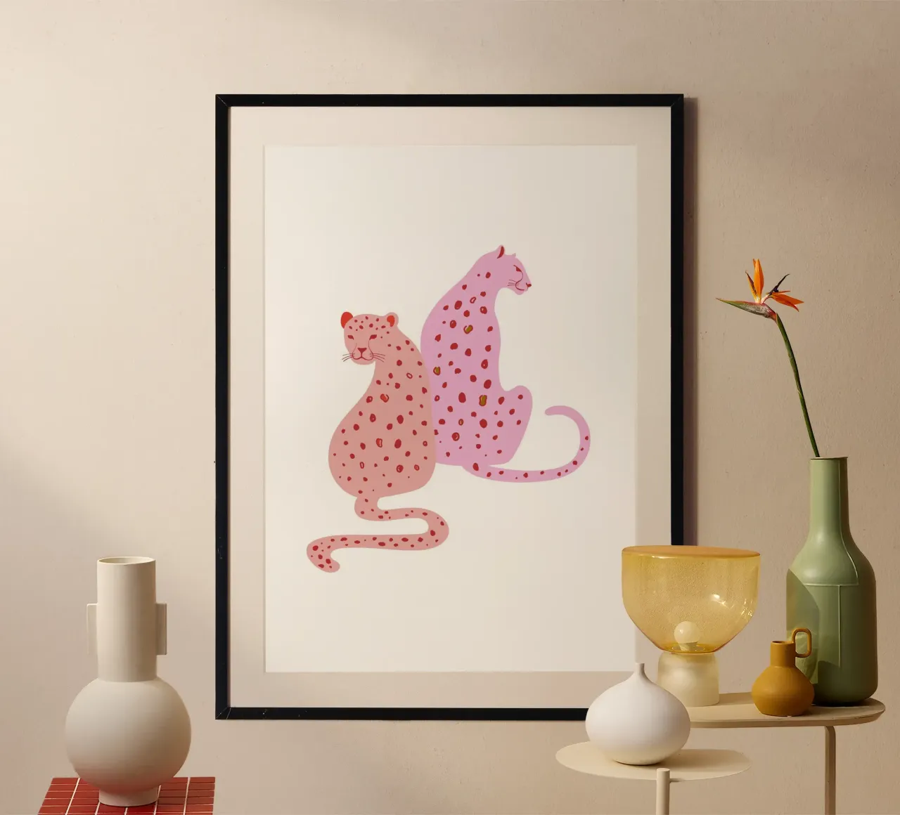 Pink Leopard Duo - Abstract Pop Art Print poster by homdeco