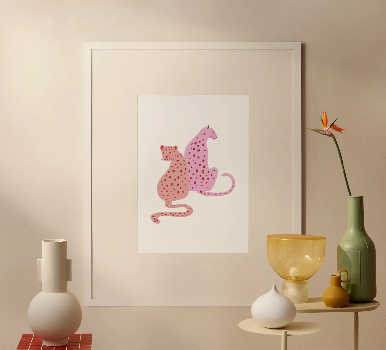 Pink Leopard Duo - Abstract Pop Art Print poster by homdeco