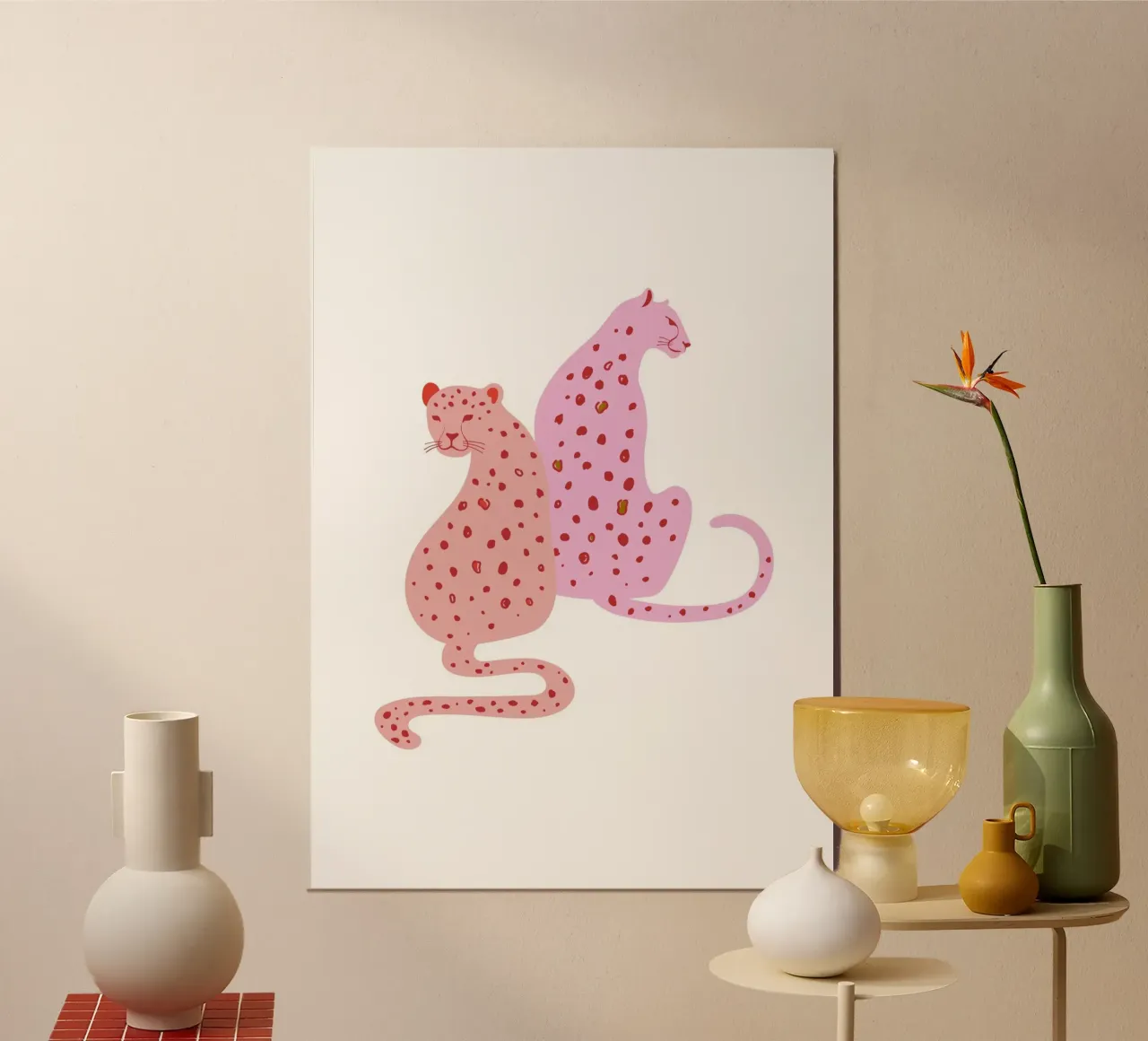 Pink Leopard Duo - Abstract Pop Art Print poster by homdeco