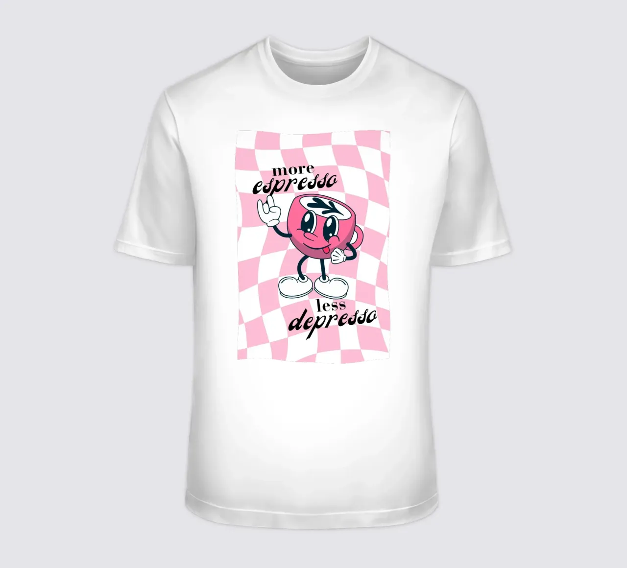 "More Espresso Less Depresso" - Retro Coffee Print t-shirt da homdeco