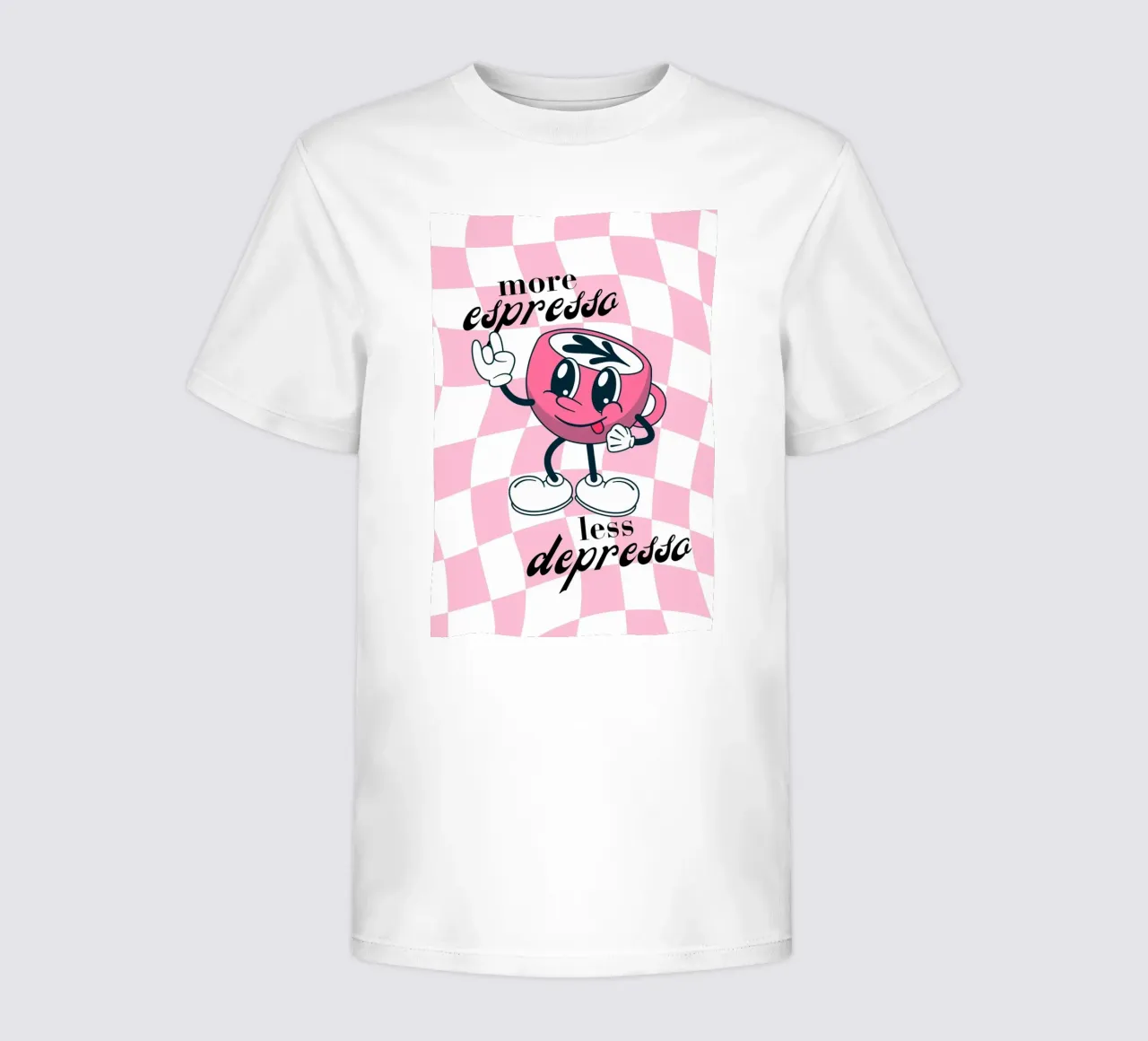 "More Espresso Less Depresso" - Retro Coffee Print t-shirt bambini da homdeco