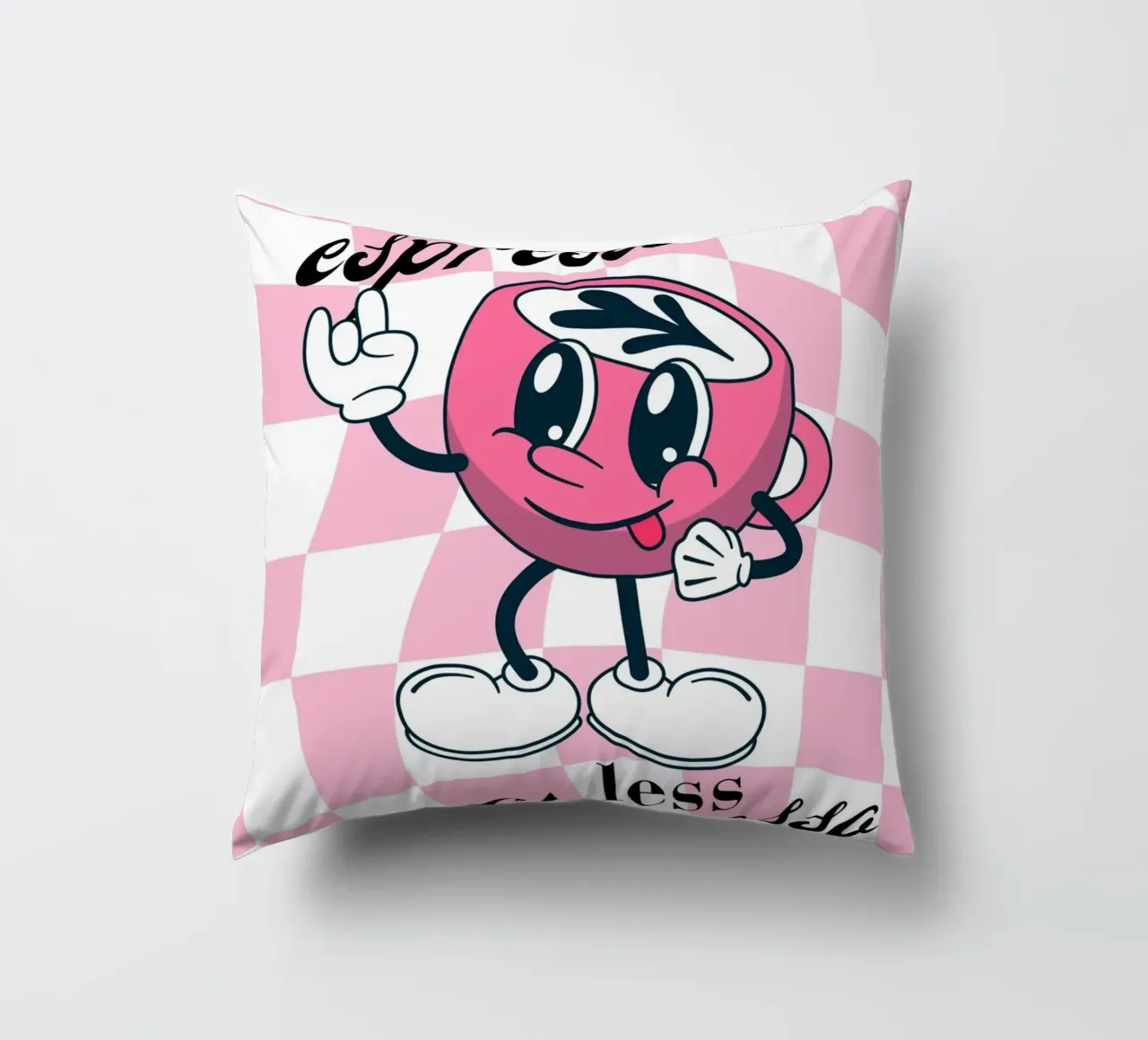 "More Espresso Less Depresso" - Retro Coffee Print cuscino da homdeco