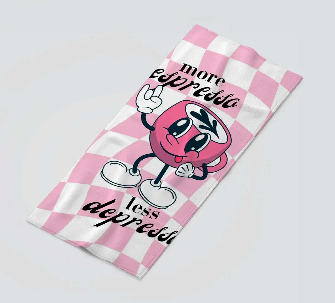 "More Espresso Less Depresso" - Retro Coffee Print telo mare da homdeco