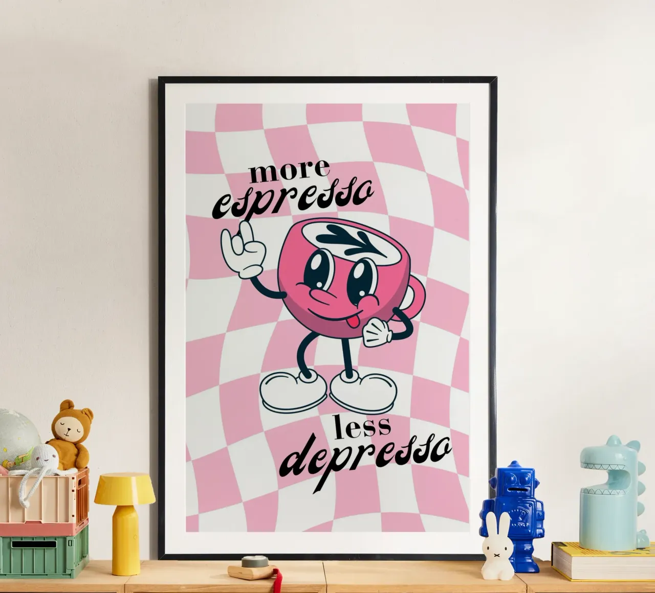 "More Espresso Less Depresso" - Retro Coffee Print hahnemühle by homdeco