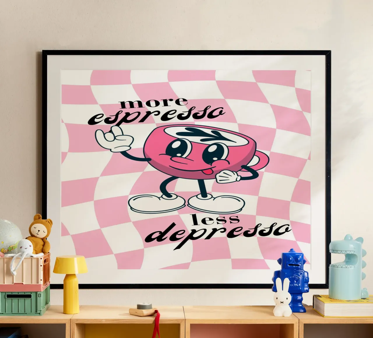 "More Espresso Less Depresso" - Retro Coffee Print hahnemühle by homdeco