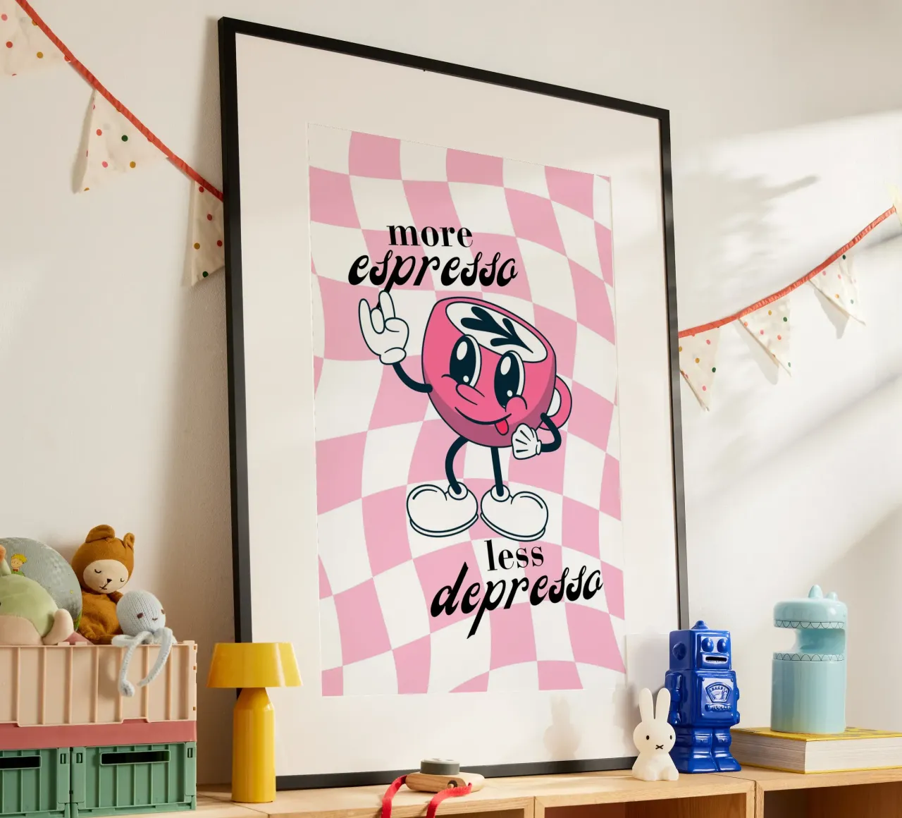 "More Espresso Less Depresso" - Retro Coffee Print hahnemühle by homdeco