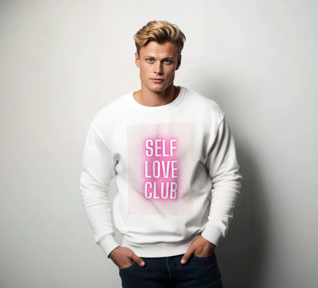 Self Love Club Neon Glow - Empowering Pink Digital Print sweatshirt by homdeco