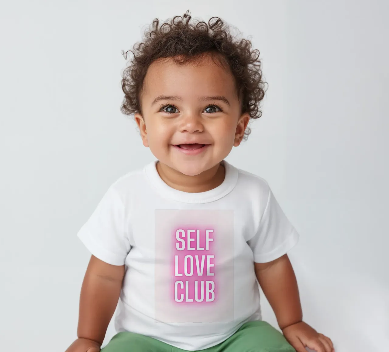Self Love Club Neon Glow - Empowering Pink Digital Print baby t-shirt by homdeco