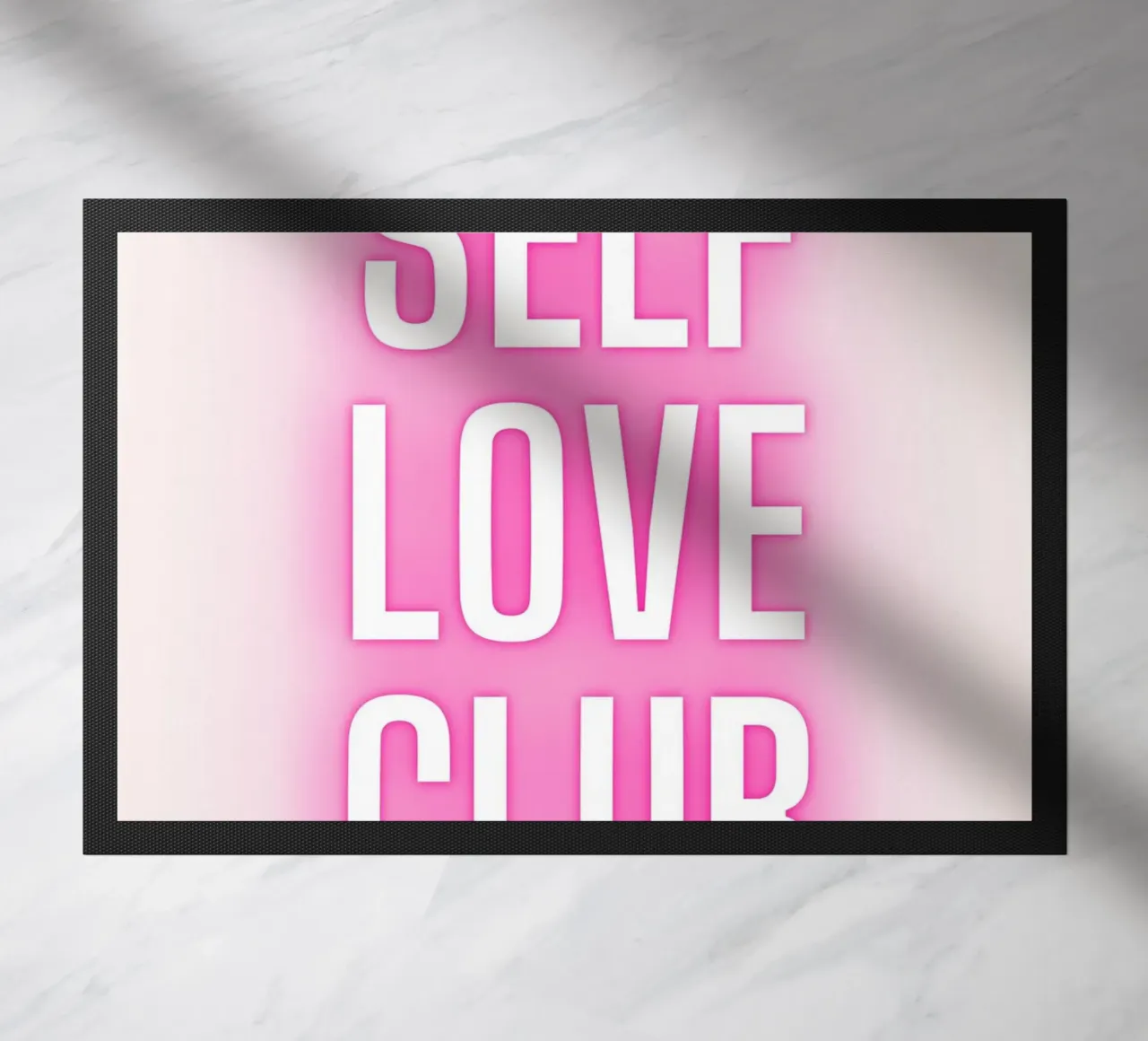 Self Love Club Neon Glow - Empowering Pink Digital Print doormat by homdeco