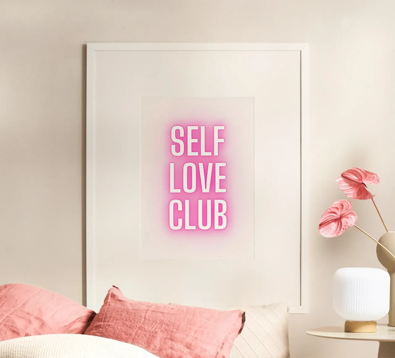 Self Love Club Neon Glow - Stampa digitale rosa potenziante poster da homdeco